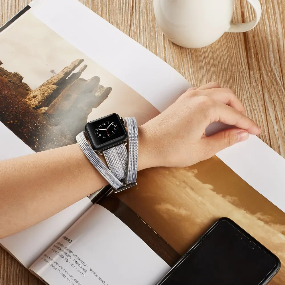 2018 Double Wrap Watch Band For Apple Watch Replacement Strap Leather Creative Watch Band With 