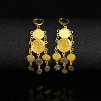 

Xus Middle East Arabian female copper plated long tassel earrings gold locket pendant designs dubai gold jewelry earring