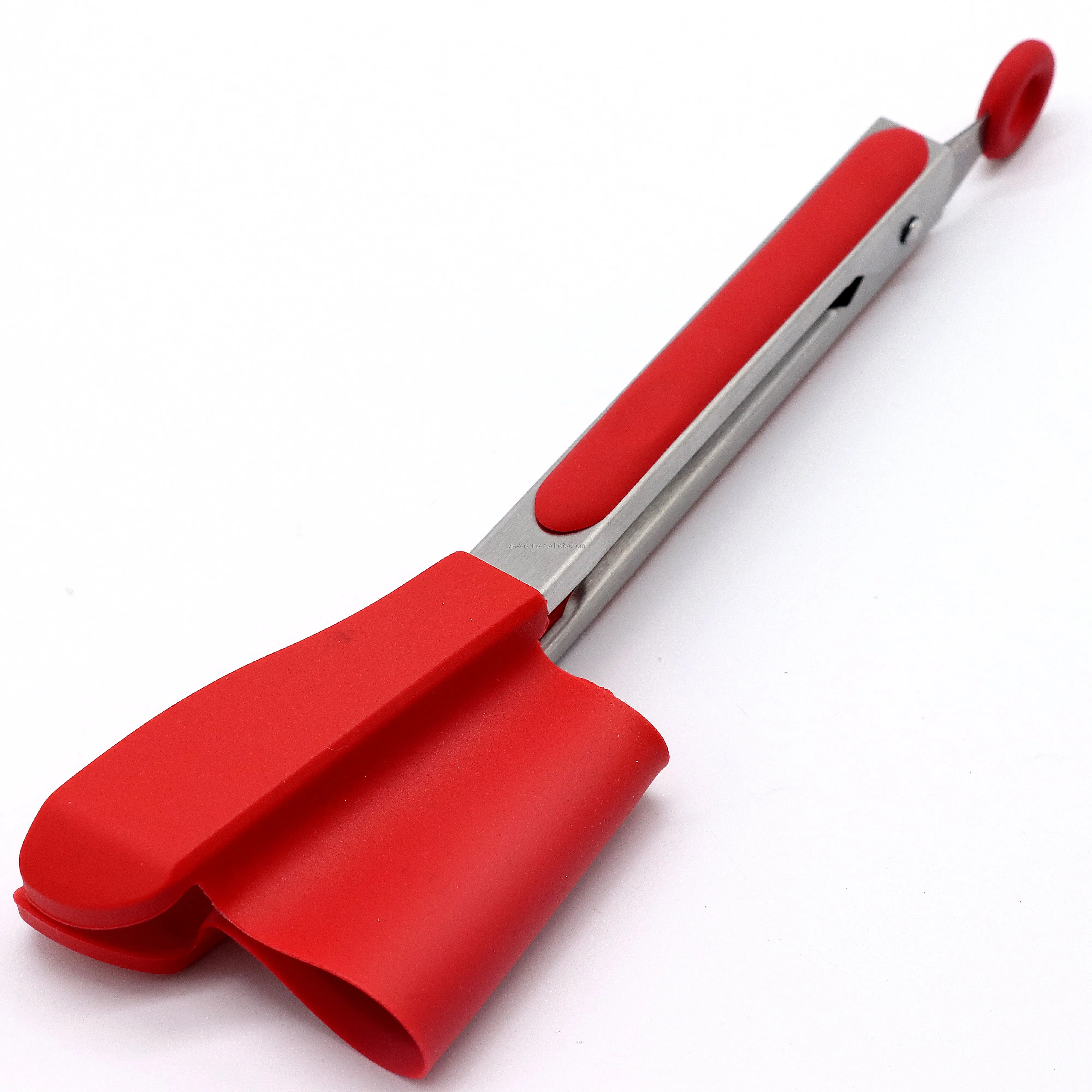 亚马逊最佳销售硅胶烧烤 9 "12" 2 合 1 聪明的食品钳和锅铲厨房工具