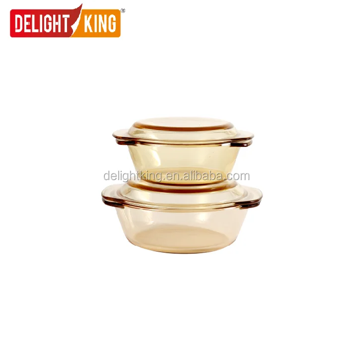 
Special amber color good quality glass kitchen cookware casserole with handle 