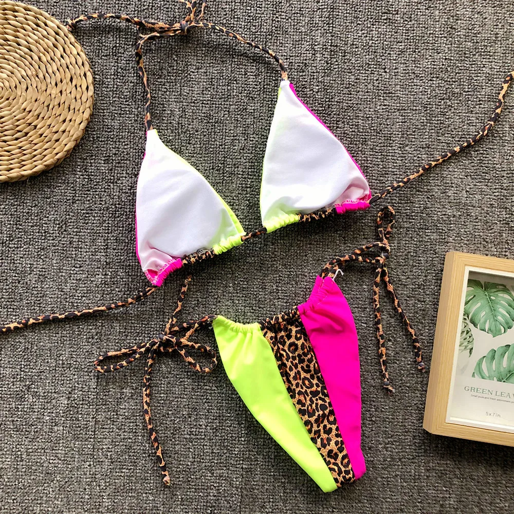 neon and leopard bikini