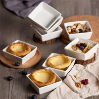 

European tableware square shape custom logo ceramic dip bowls dessert bowls small dipping bowl