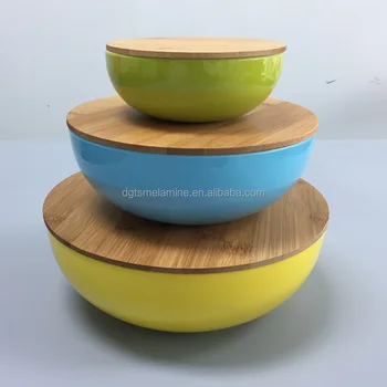 3 Piece Melamine Nesting Bowl Set With Bamboo Lids - Buy Plastic ... 3 Piece Melamine Nesting Bowl Set With Bamboo Lids - Buy Plastic ...