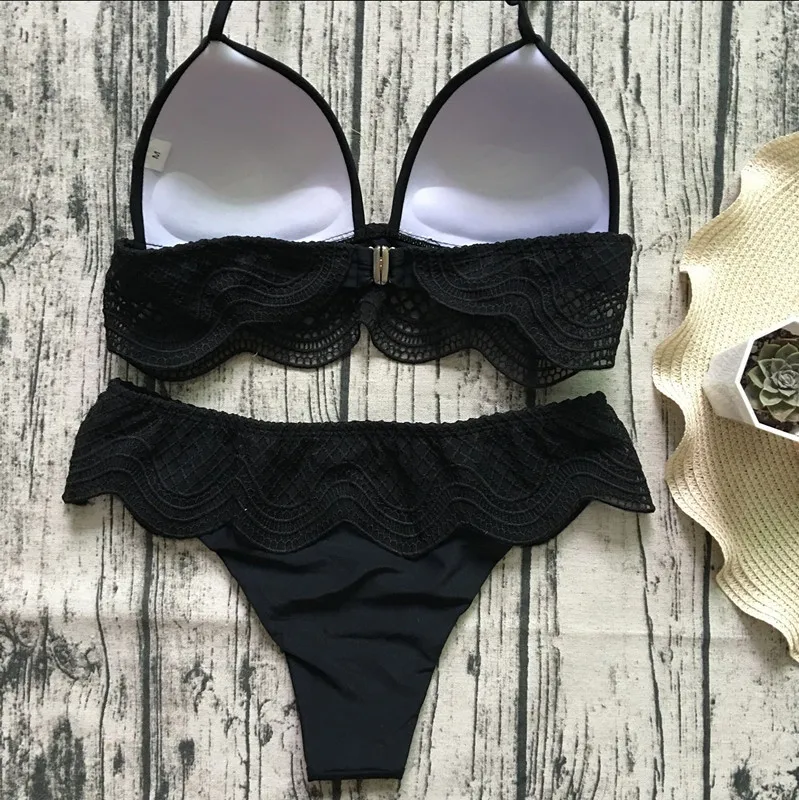 2017 Lace Transparent Sexy Swimwear Suit Ladies Plain White Bikini ...