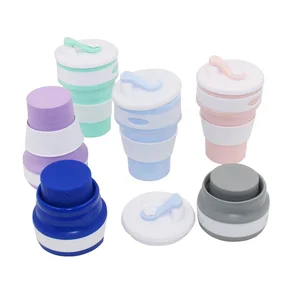 Image of OEM wholesale colorful portable collapsible silicone folding coffee cup 350ml