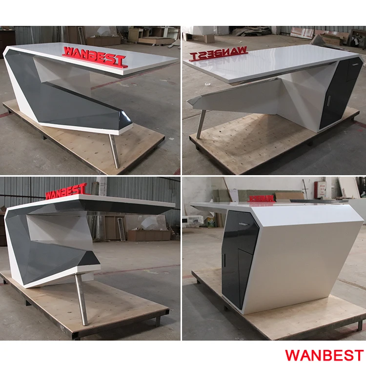 Cheap Acrylic L Shape Office Manager Ceo Writing Desk Home Computer Table Set