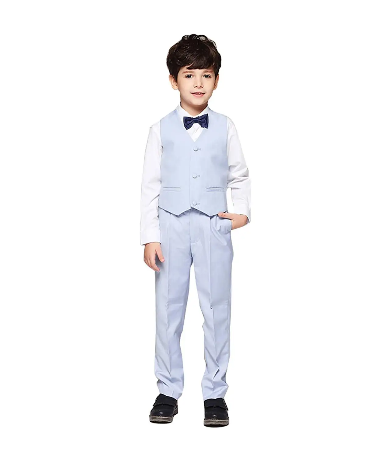 SK Studio Boys 5 Pieces Wedding Solid Color Dress Formal Suits
