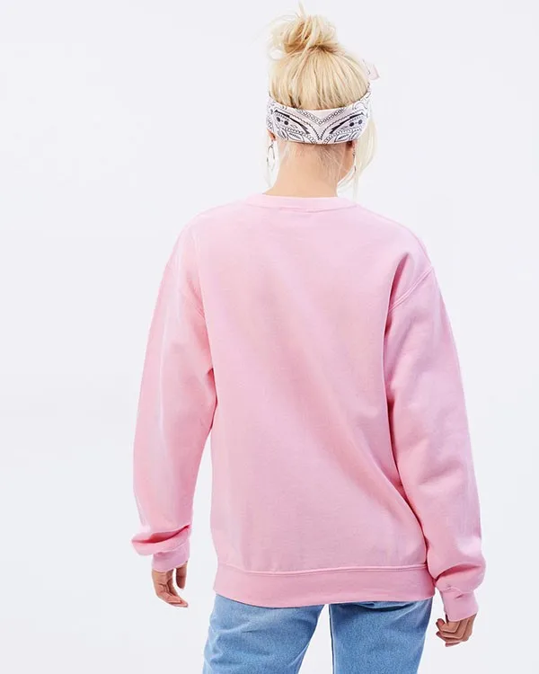 Hot Sell Women Pink Crew Neck Customized Own Pattern Print Sweatshirt ...