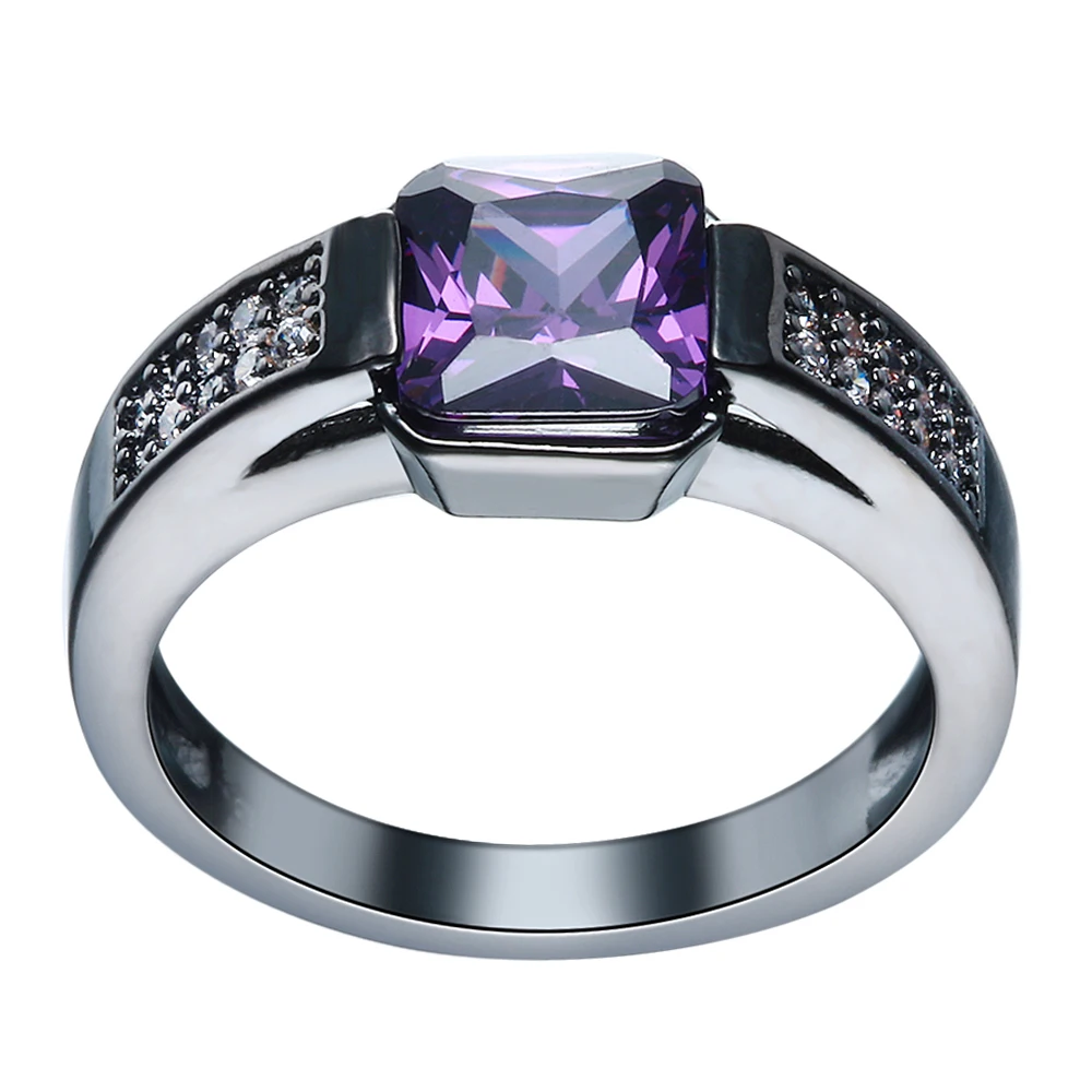 

purple pink zircon ring black gold plated rings jewelry design 2019 new arrival