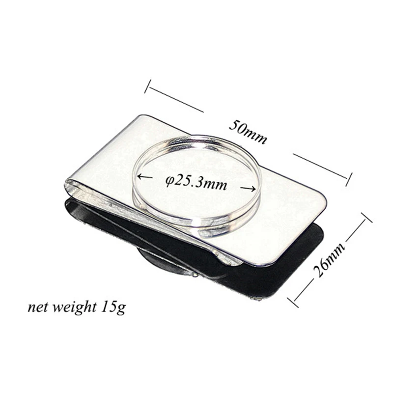 25mm Coin Bezel Stainless Steel Multifunction Pocket Cash Clip Blank