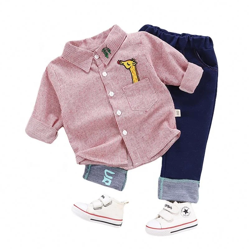 

2019 High Quality New Style Trade Fashion baby boy boutique clothing children clothes long sleeve shirts clothing set, Pink/blue