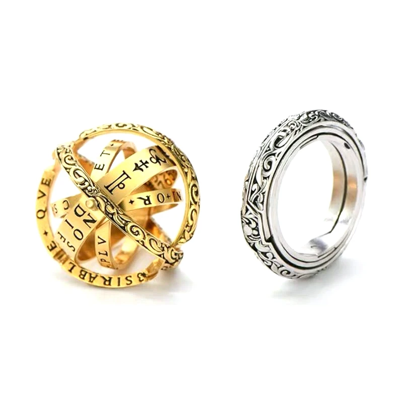 

Hot Sale Universe Ring Vintage Jewelry Finger Horoscope Astronomical Ball Ring Rotating Universe Ring For Men