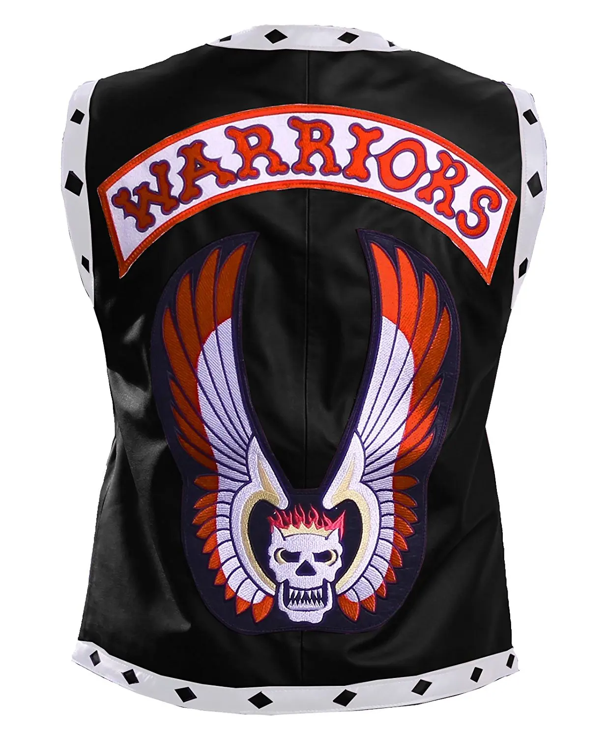 Herts Leather Warrior Mens Style Real Leather HQ Vest In Black With White Striped Pattern