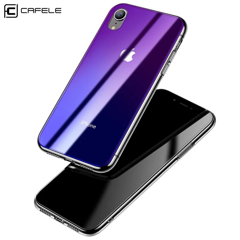 CAFELE High Quality Gradient Glass Case Tempered Glass Back Cell Phone Cover Case for iPhone X/xr/xs/xs max