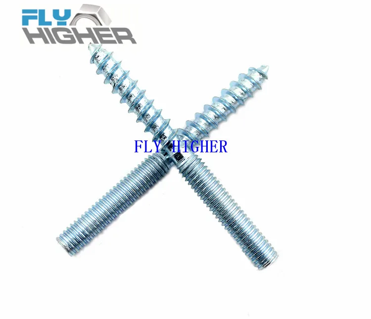 Hanger Bolt M6x60 Silvery Double Headed Bolt Self-Tapping Screw For Furniture 12pcs - View #6