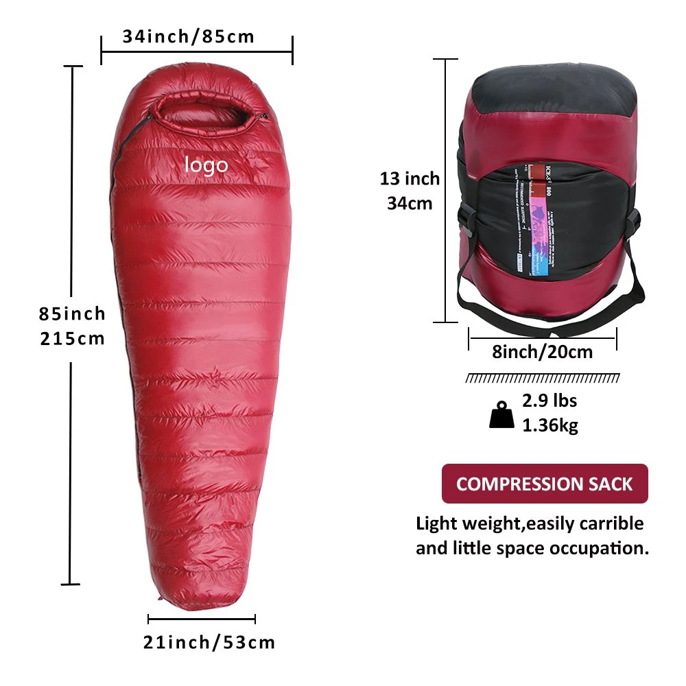 
Woqi Outdoor waterproof camping Ultralight 4season Mummy Goose Down Sleeping Bag 