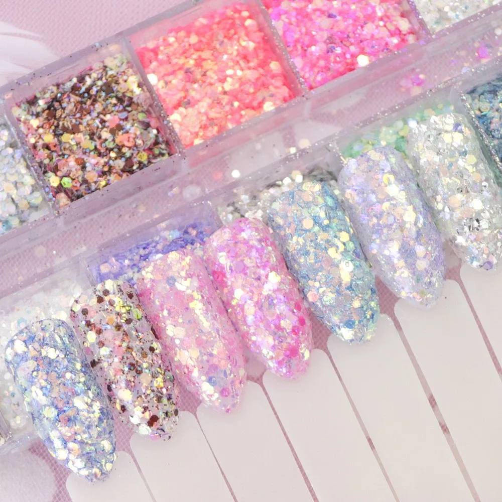 

Amazon hot Sweet irregular nail art decoration nail glitter flakes powder