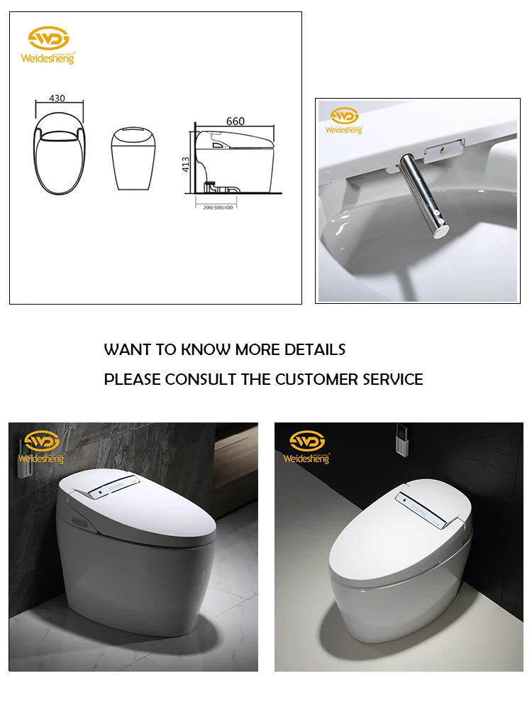 New Design Tankless Electric Bowl Toilet Floor Mounted Water