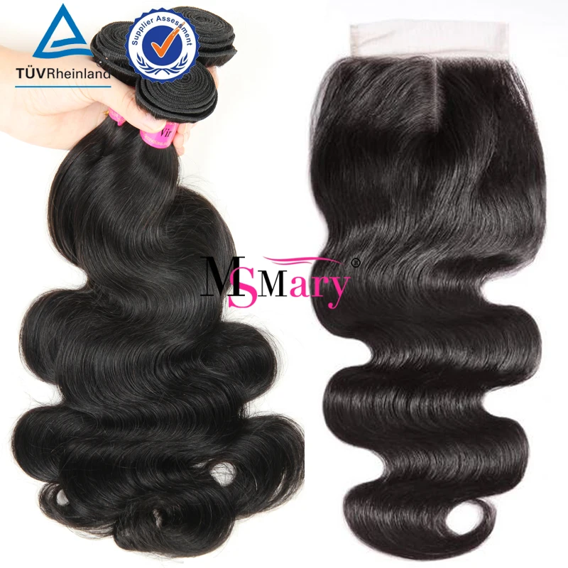 

Wholesale Body Wave 100% Virgin Raw Indian Temple Hair Bundle with 4x4 Lace Closure
