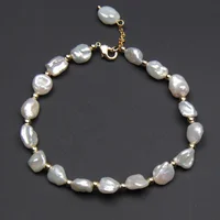

Chic lady bracelet gold plated white baroque keshi freshwater pearl