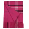 Winter scarf 2019 fashion Luxury Long tassel pink black double face Tartan Men women shawl 100 Wool scarf checked italian