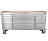 72 inch Rubber wood top stainless steel rolling wood top tool boxes/ tools box with wheel and 15 drawers