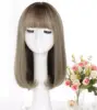 NEW Women Girl Steel Grey Bleached wig Fringe Party Medium long length Bob Hair Wigs BD1364