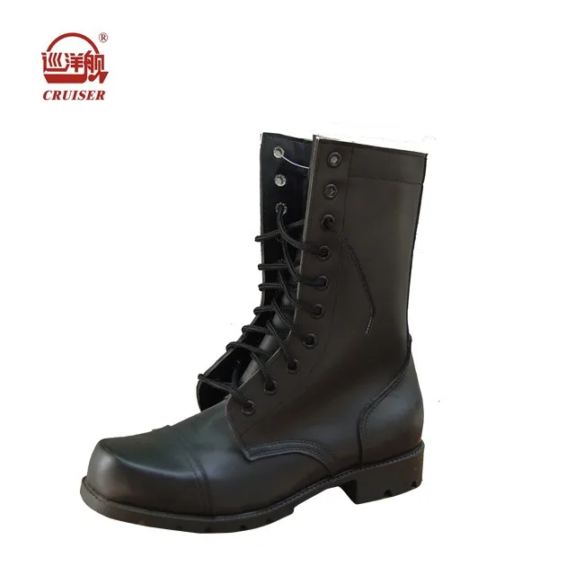 Black Leather Army Boots 