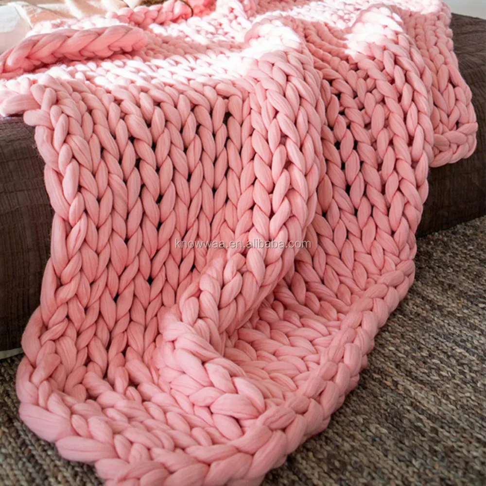 Soft Warm Antipiling Giant Merino Wool Yarn Super Chunky Knit Blanket