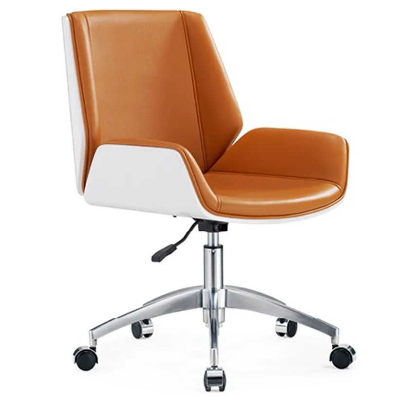 Modern Fixed Big White Leather Visitor Chair Swivel Office ...