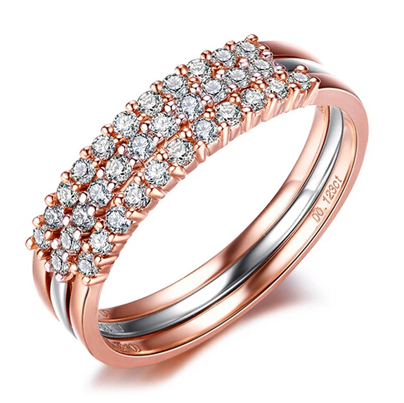 

18Karat real gold jewelry with diamond engagement ring diamond as wedding rings for women set