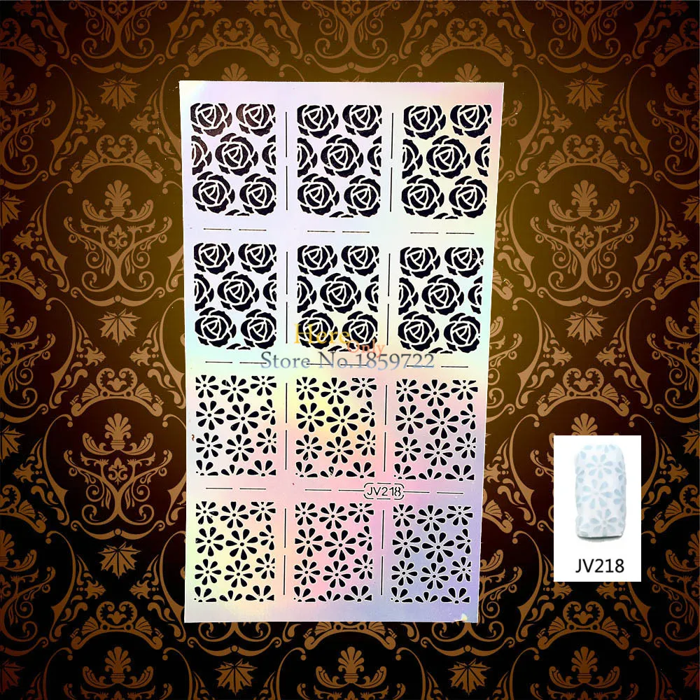1PC Creative Flower Rose Pattern Sexy Nail Foil Flash Stamp Template HV218 Flora Designs Nail Manicure