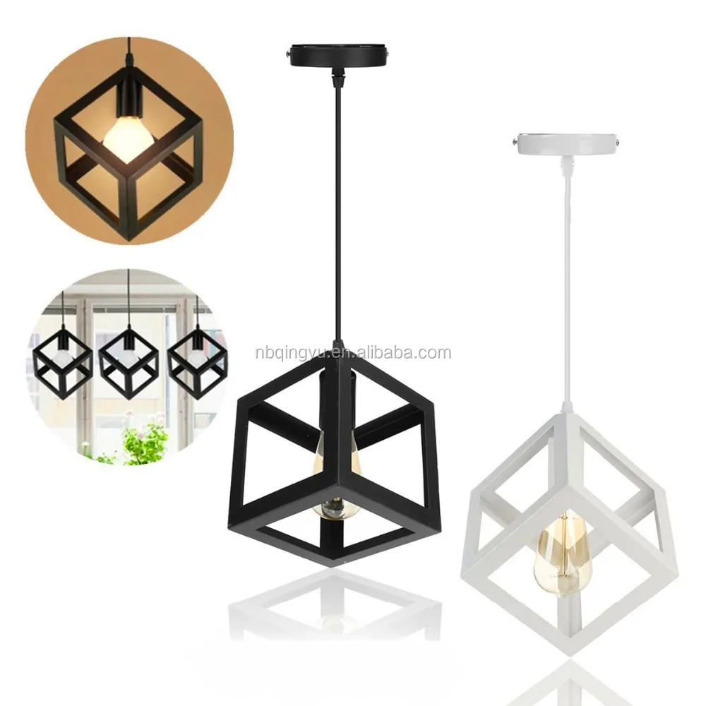 Industrial Style Geometric Black Metal Iron Pendant Light for bathroom kitchen