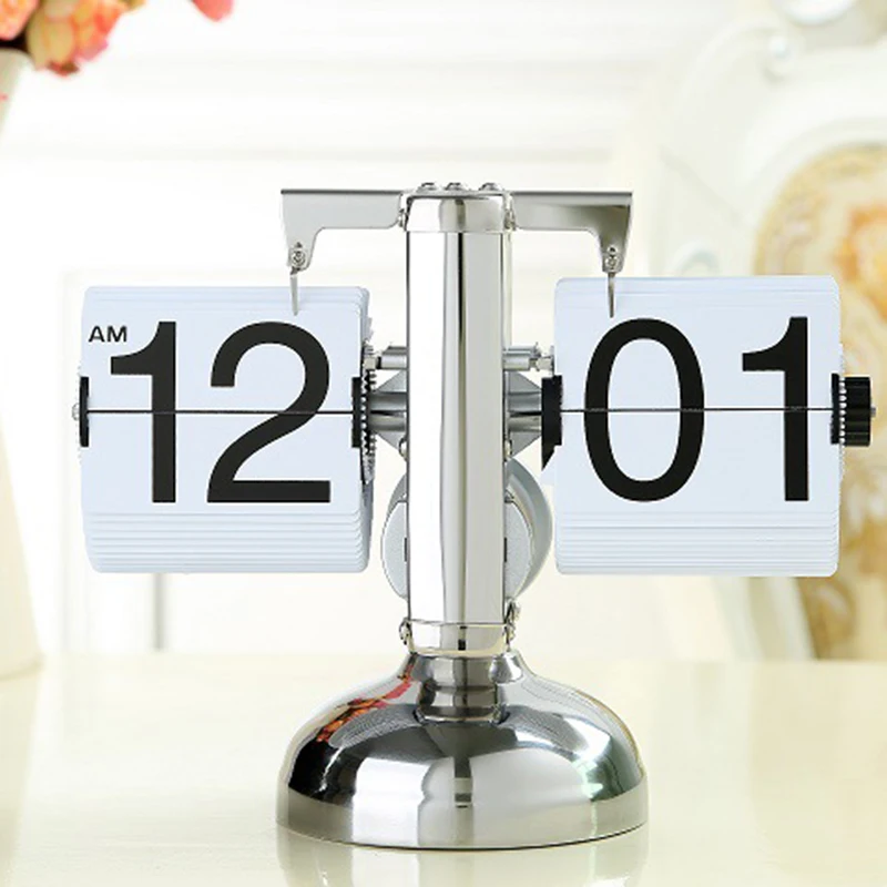 Auto Flip Clock Retro Down Calendar Wall Table Automatic Manufacturers Digital Bamboo Desk Shelf