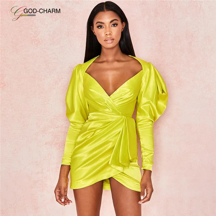 

GC-86970508 Wholesale summer fashionable V neck sexy boutique women clothing neon green dress