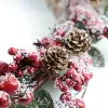Christmas Decor Artificial Red Berry Pick With Leaves And wreath