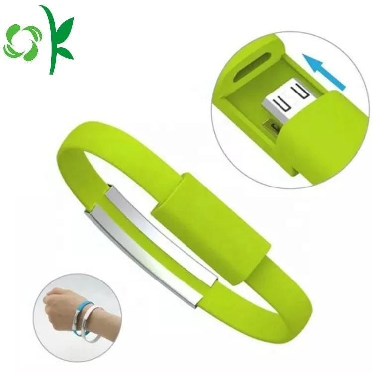 

OKSILICONE Newest Gift Portable Color Capacity Charging Cable Silicone USB Bracelet for Iphone for Android for Type-C, Blue/gray/rose red/white/green,or customized