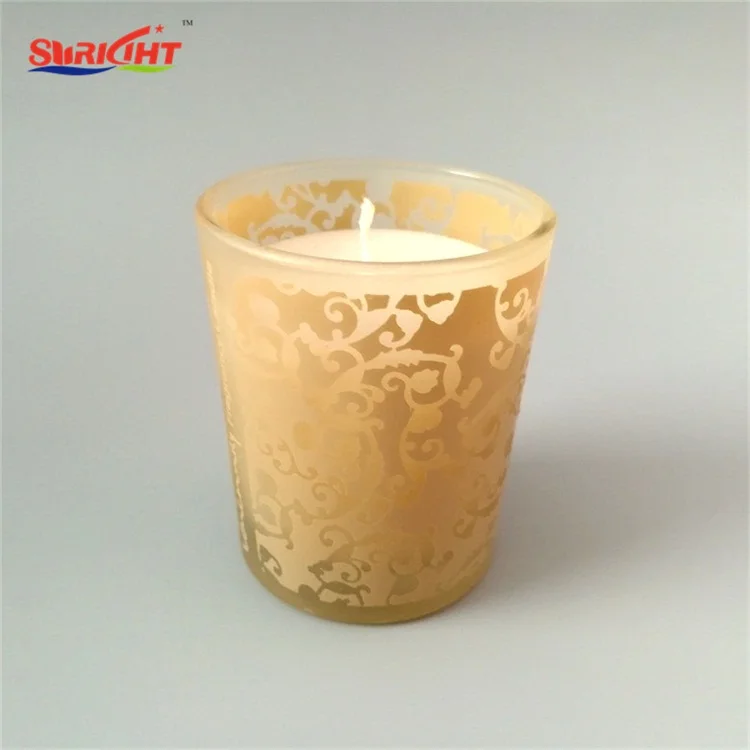 Soy Wax Printing Pray Use Votive Glass Jar Cheap Candle Wholesaler