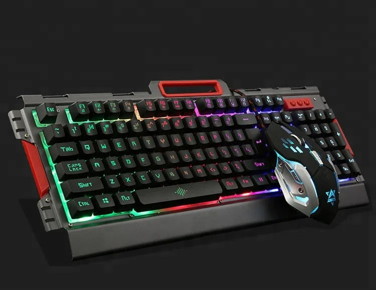 Wired Usb Backlit Ergonomic Gamer Keyboard + Waterproof Optical Mouse GK6803