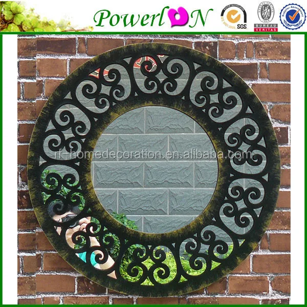 
Wholesale Antique Wrought Iron Frame Carved Round Mirror For Home Garden Patio 