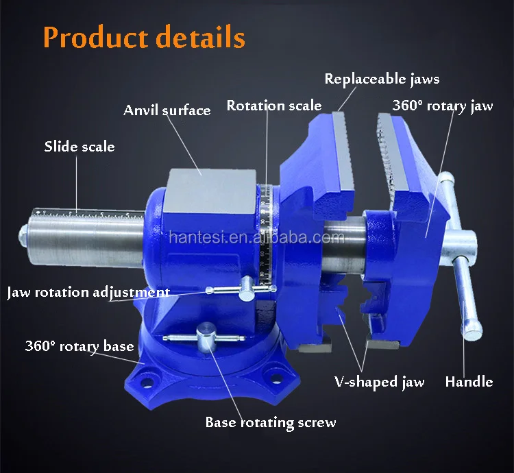 Multipurpose Stationary Type Bench Vise With Anvil 