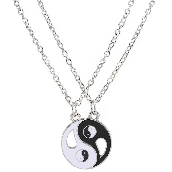 

new-designed Pendant Necklaces Eight Diagrams Yin Yang Black and White Best Friends friendship Couples Lover Valentine Gift, As picture shown