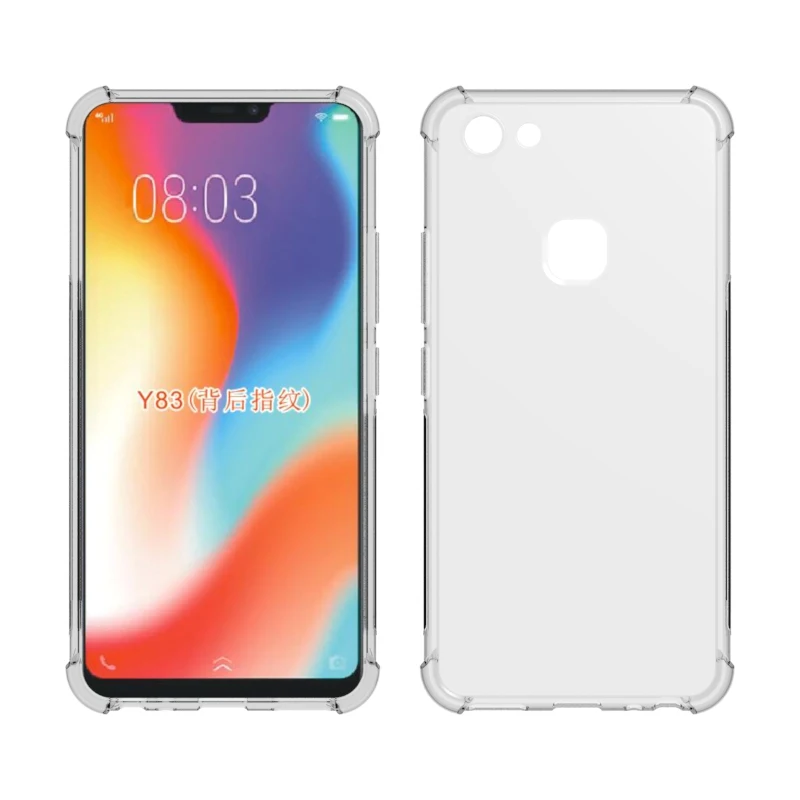 Transparent Shockproof soft Tpu cover case For Vivo Y83