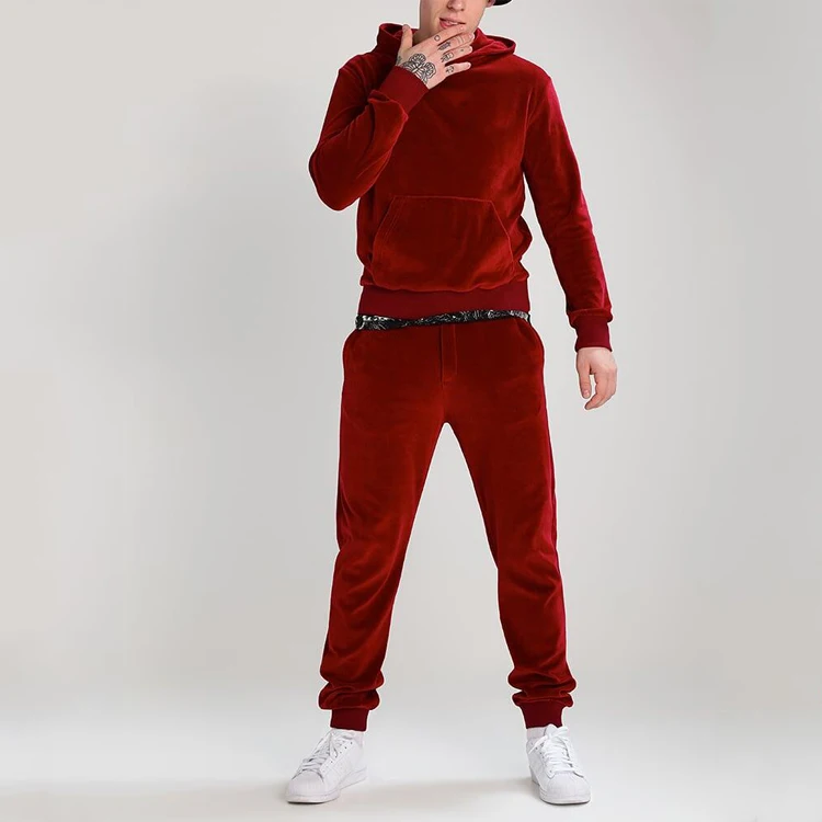 red velour tracksuit mens