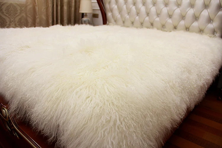天然长羊毛白色蒙古羔羊毛皮