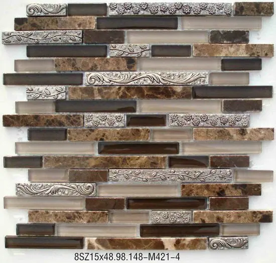 Natural Golden Select Glass And Stone Mosaic Limestone Interior Wall