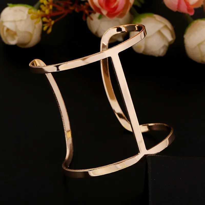 

Vintage Style Punk Cuff Silver/Gold Creative Wide Bangle Bracelet Simple Fashion Jewelry