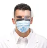 Disposable face mask with eye shield