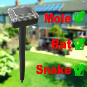 Image of Mole Repellent Solar Powered Rat Mouse Snake Rodent Repellent Mousetrap Mice Repeller Ultrasonic Animal Repeller