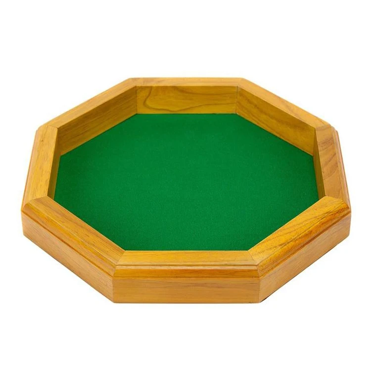 12-inch Octagon-shaped Wooden Felt-lined Dice Game Rolling Trays - Buy